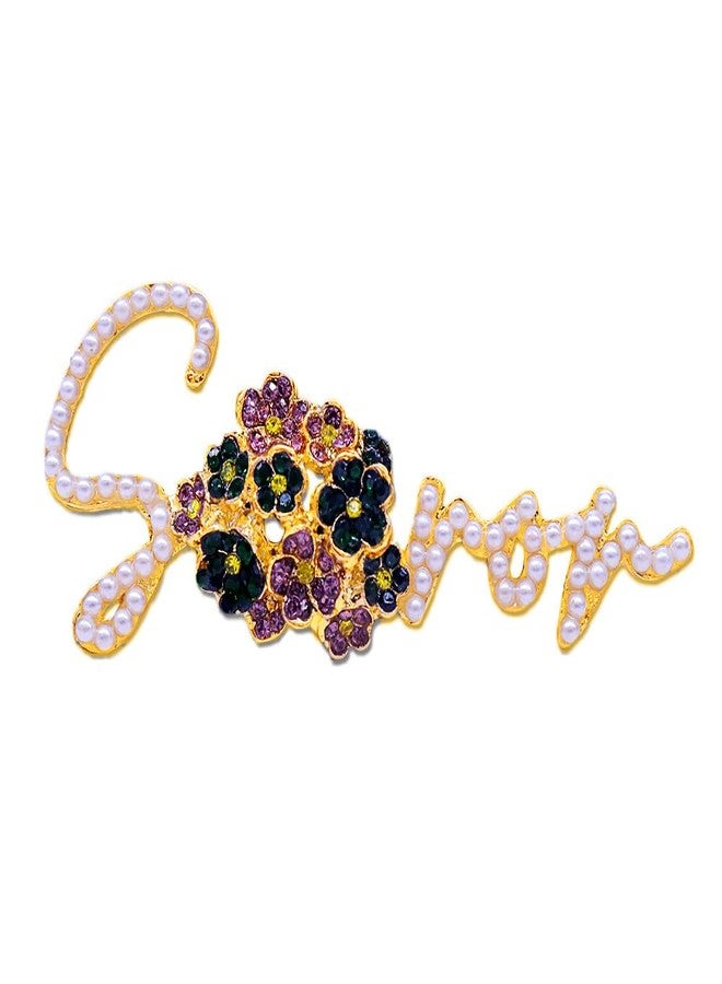 HUSURU Pearl Violet Flower DST Soror Pin Golden Greek Letters Sorority Lady Brooch Jewelry For Gifts - Image 1